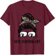 dove hunting life messy bun Funny Dove Hunter woman mom T-Shirt - T-Shirt | Maroon
