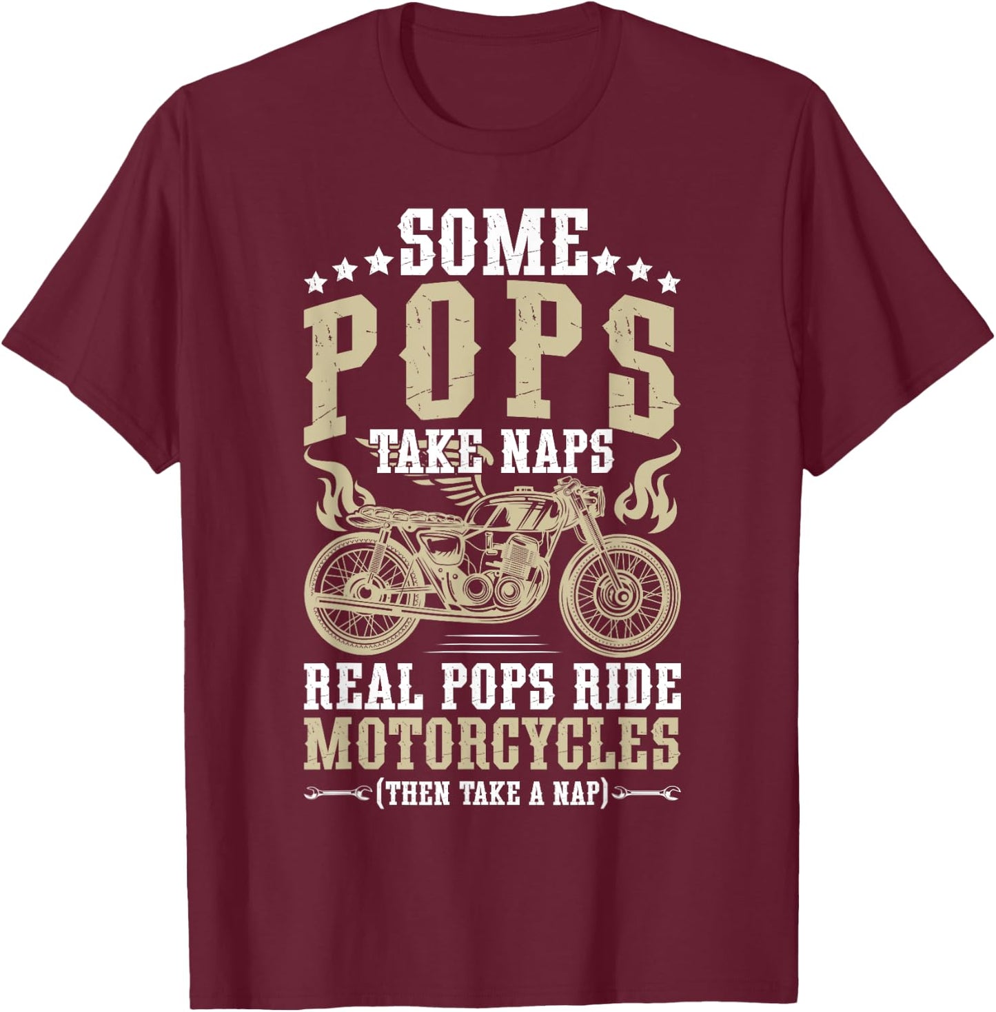 Real Pops Ride Motorcycle Rider Pop Biker Pop Grandpa T-Shirt - T-Shirt | Maroon