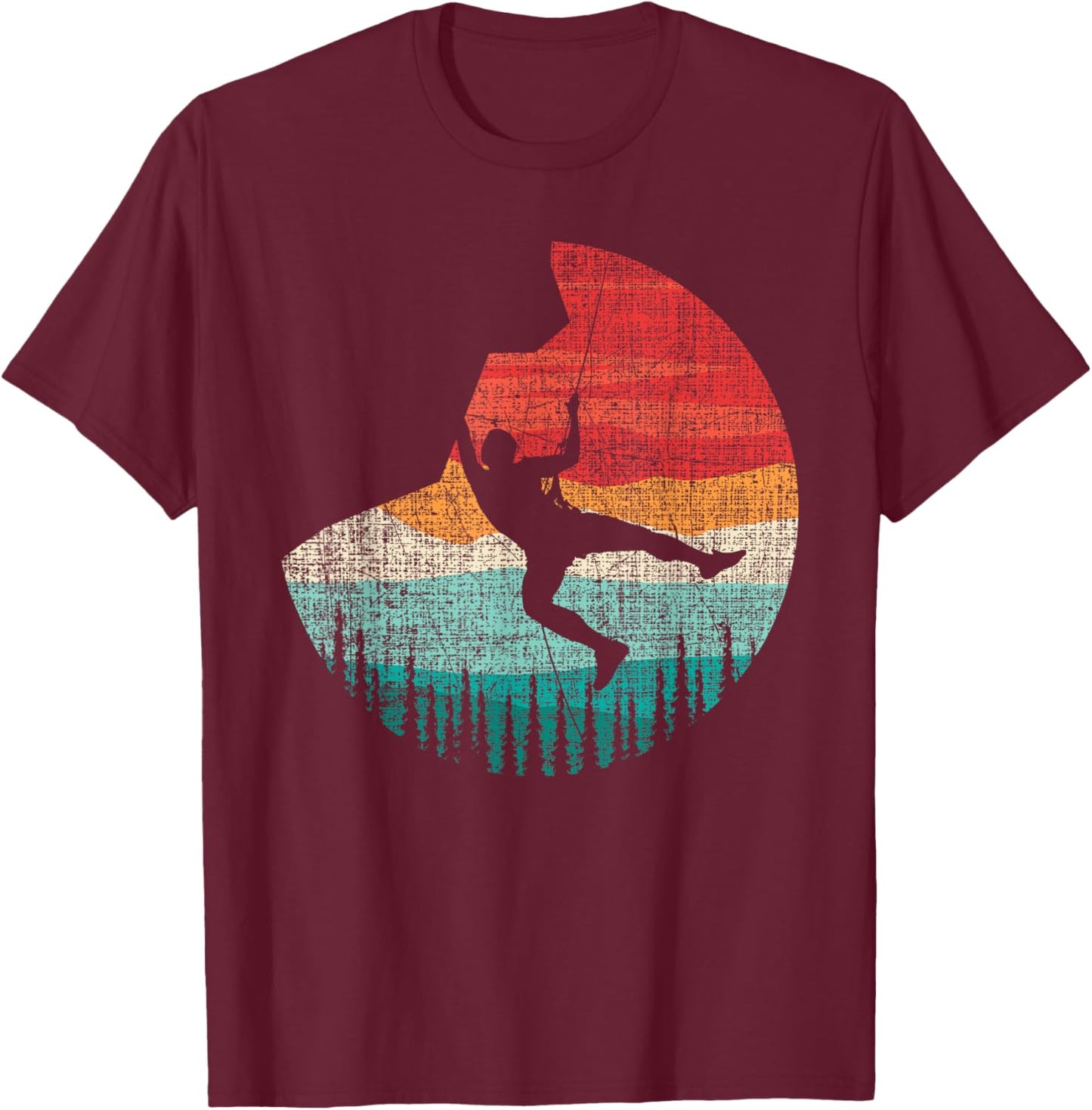 Vintage Retro Rock Climber & Rock Climbing T-Shirt - T-Shirt | Maroon