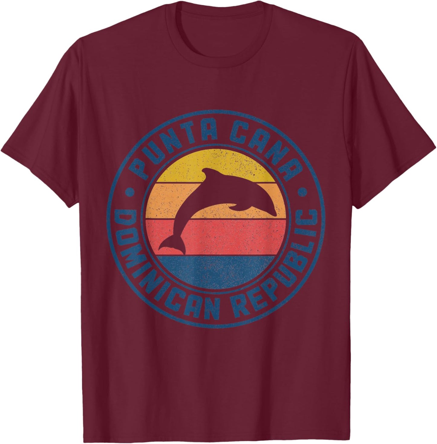 Punta Cana Dominican Republic Dolphin Souvenir Vintage T-Shirt - T-Shirt | Maroon