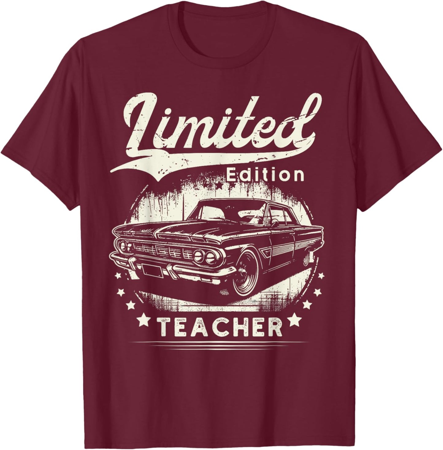 Teacher Job School classic car Birthday Worker Professional T-Shirt - T-Shirt | Maroon