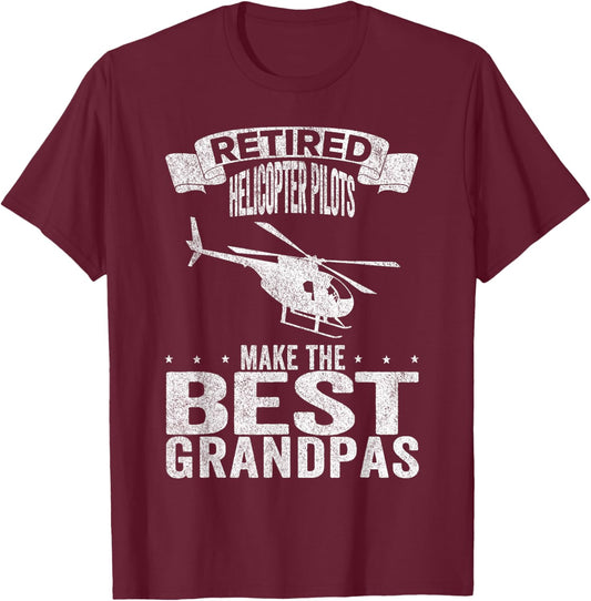 Retired Helicopter Pilots Make The Best Grandpas Retro T-Shirt - T-Shirt | Maroon