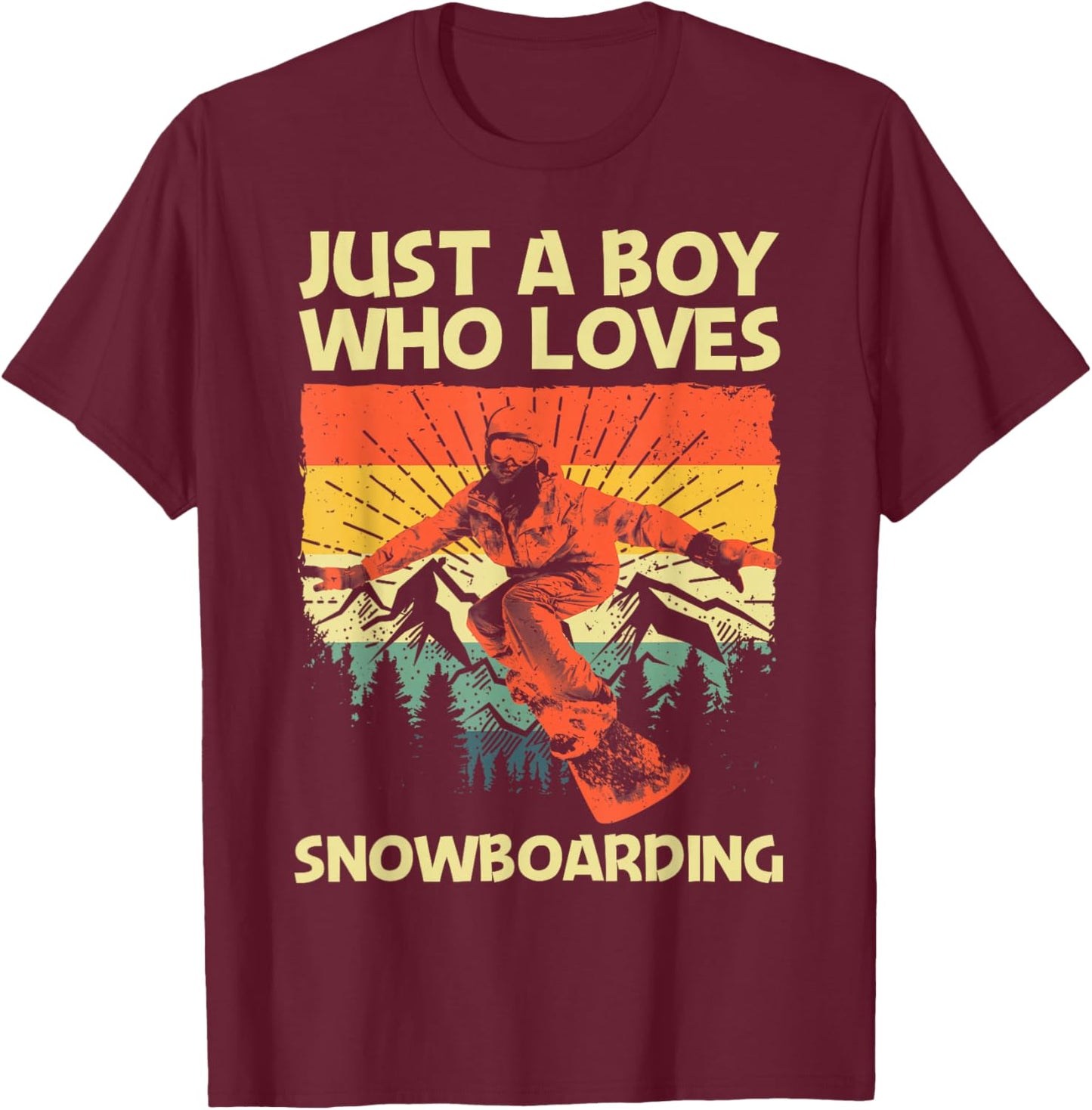 Cool Snowboarding Design For Boys Kids Snowboard Snowboarder T-Shirt - T-Shirt | Maroon