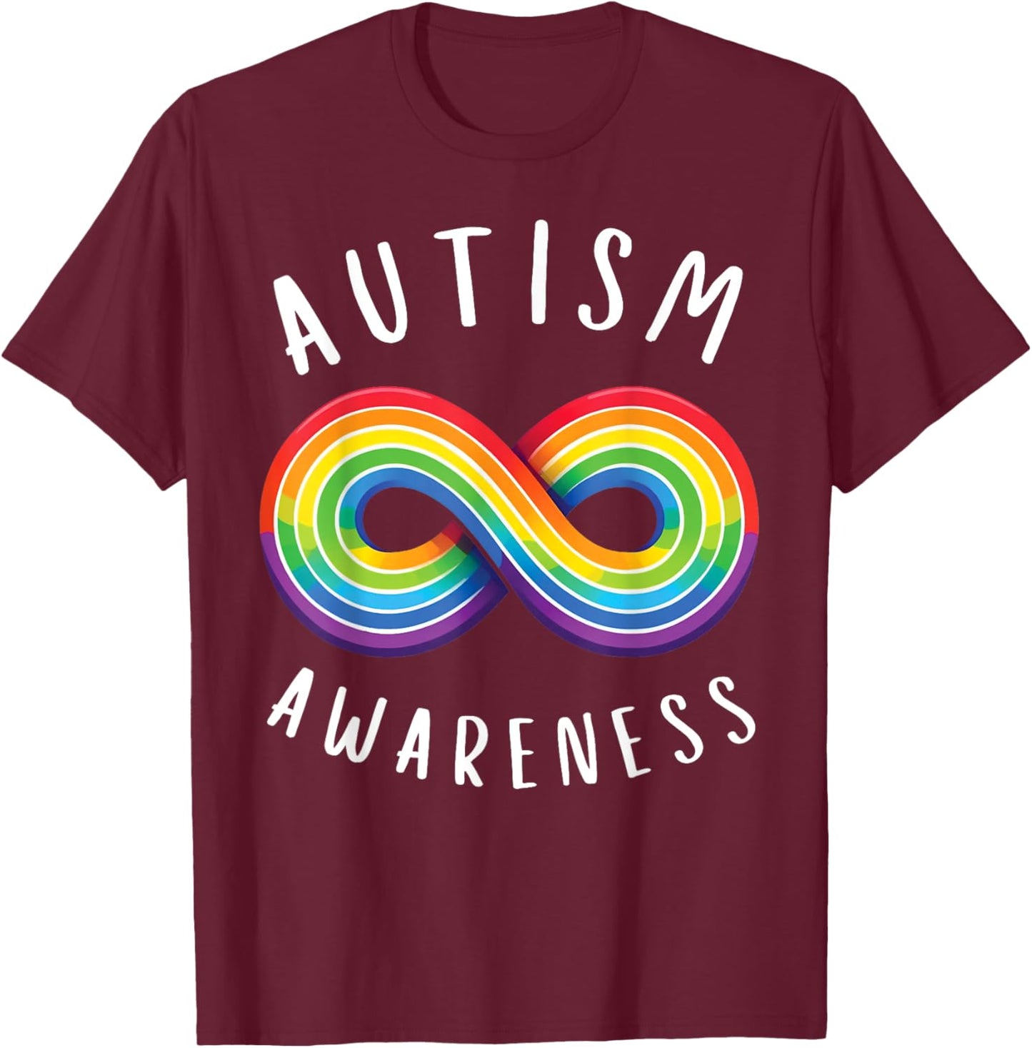 Rainbow Infinity Autism Awareness T-Shirt - T-Shirt | Maroon