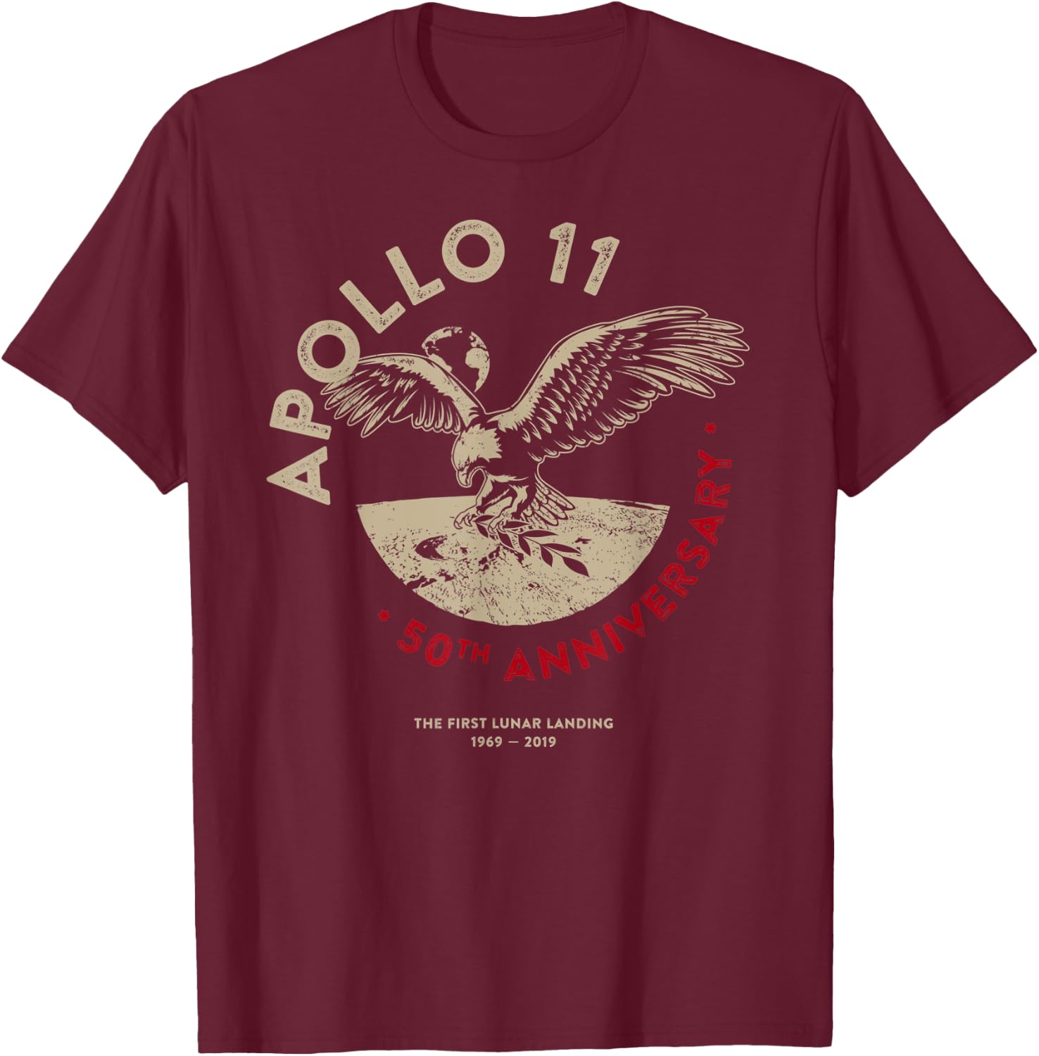 Apollo 11 50th Anniversary Moon Landing Eagle T-Shirt - T-Shirt | Maroon