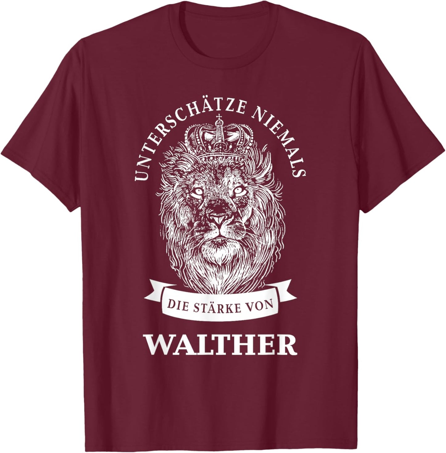 Walther Gift Name Lion T-Shirt - T-Shirt | Maroon