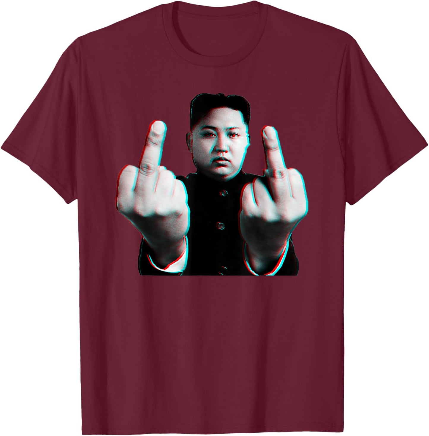 Kim Jong Boom -Adults Black Cartoon Modern Casual T-Shirt - T-Shirt | Maroon