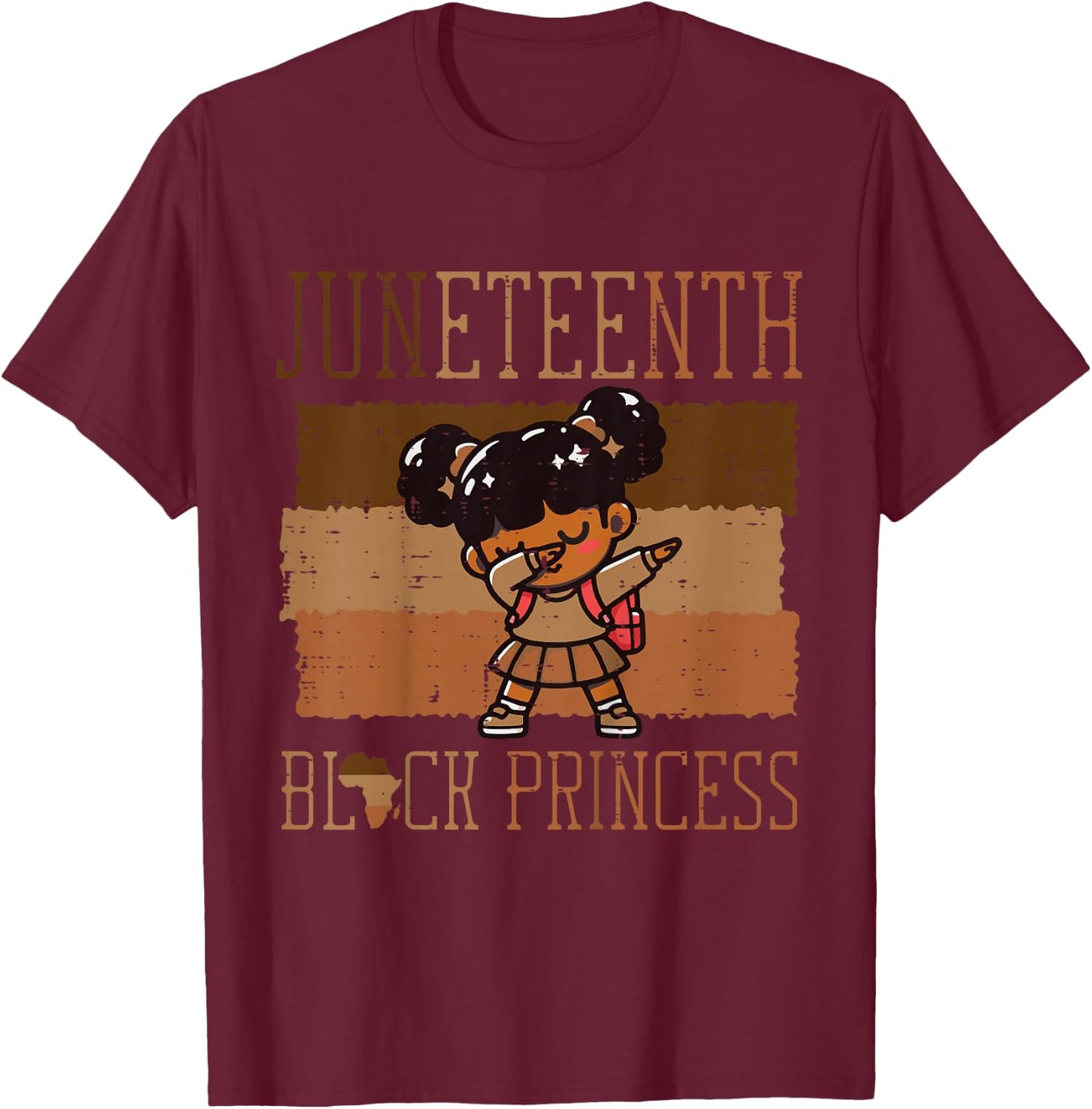 Kids Juneteenth Black Princess Black African June 19th Girls Kids T-Shirt - T-Shirt | Maroon