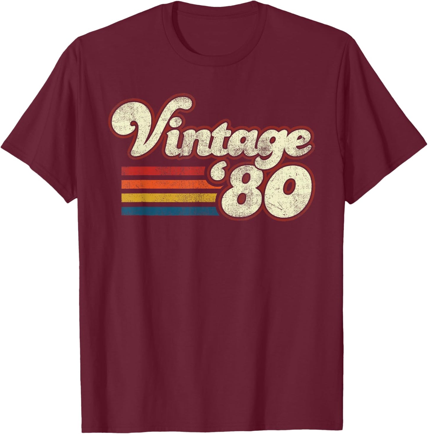 Vintage 1980 Birthday T-Shirt - T-Shirt | Maroon