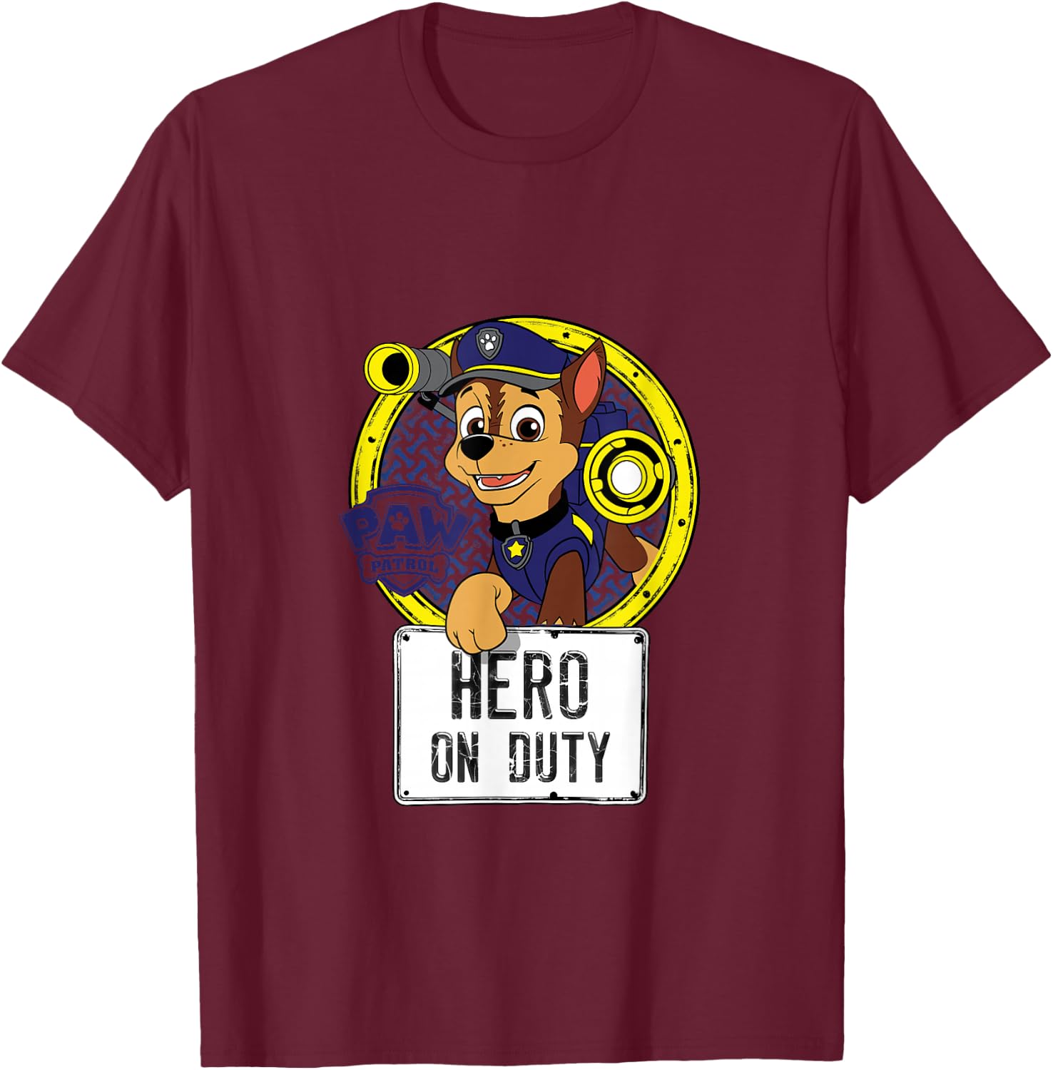 Paw Patrol Hero On Duty Police Pup Chase T-Shirt - T-Shirt | Maroon