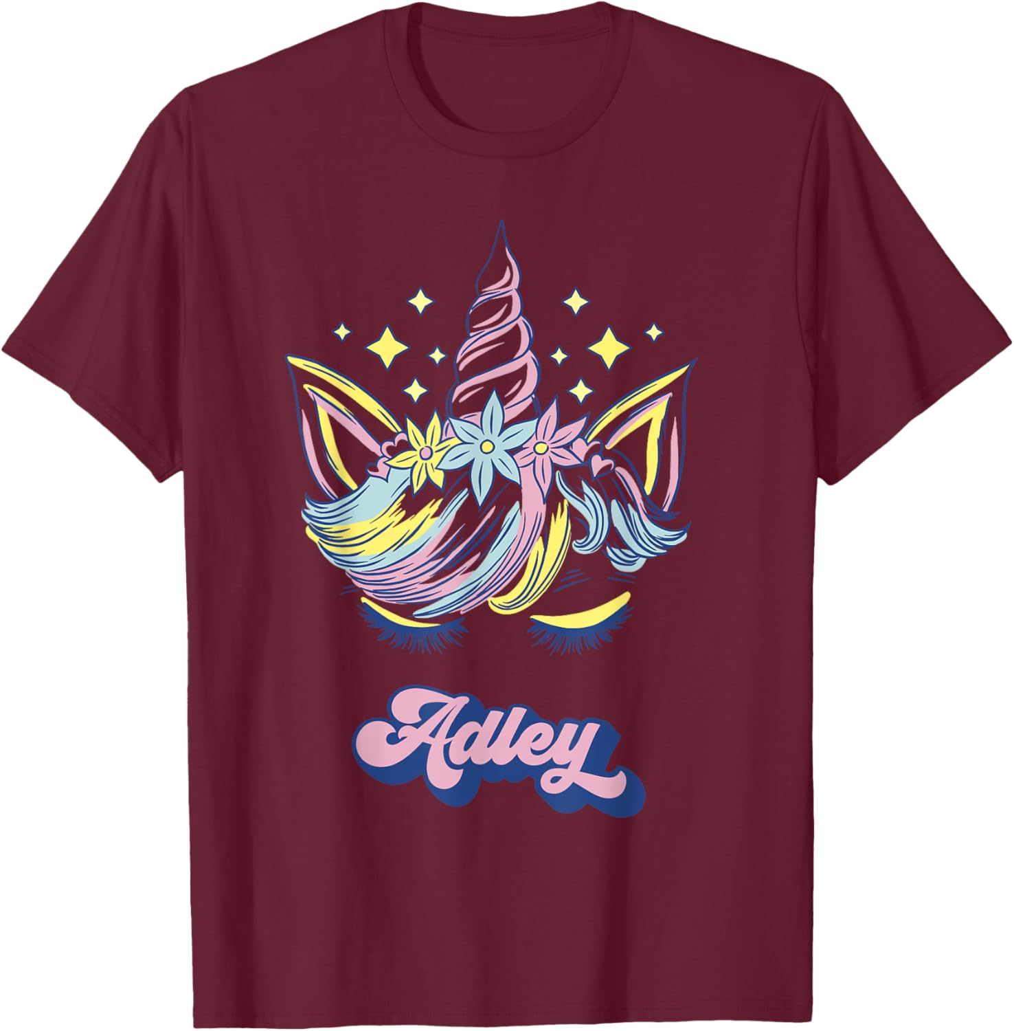 Adley Merch Unicorn Design T-Shirt - T-Shirt | Maroon