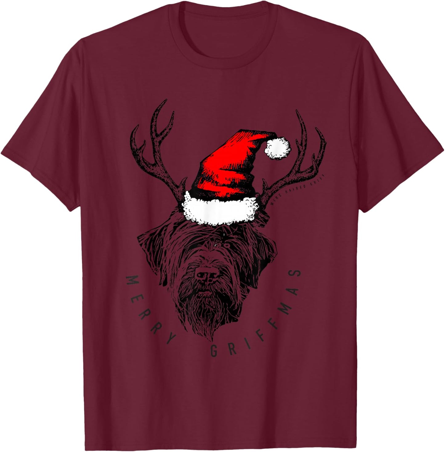 Wire Haired Pointing Griffon Griffmas T-Shirt - T-Shirt | Maroon