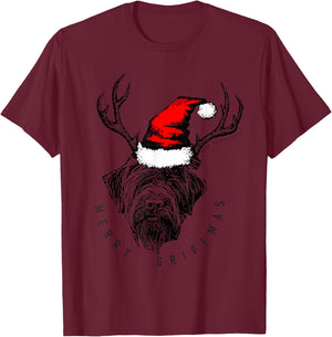 Wire Haired Pointing Griffon Griffmas T-Shirt - T-Shirt | Maroon