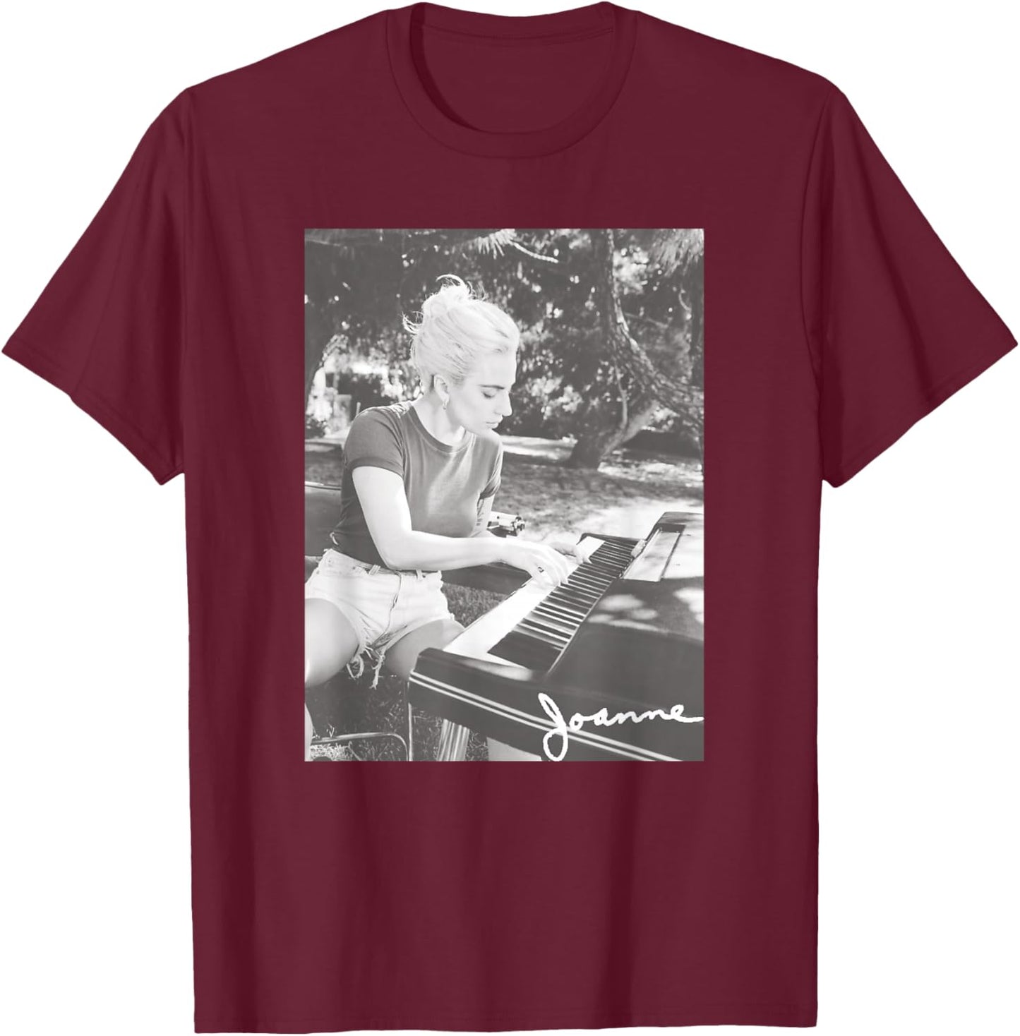 Official Lady Gaga Joanne Photo T-Shirt - T-Shirt | Maroon