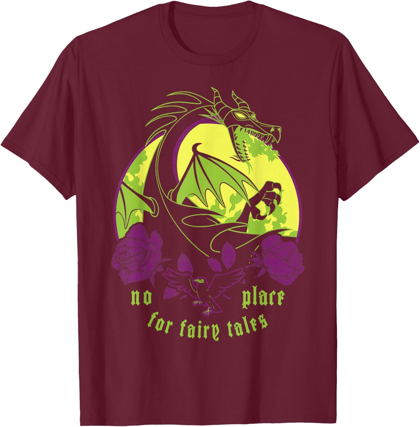 Disney Villains Maleficent Dragon No Place For Fairy Tales T-Shirt - T-Shirt | Maroon