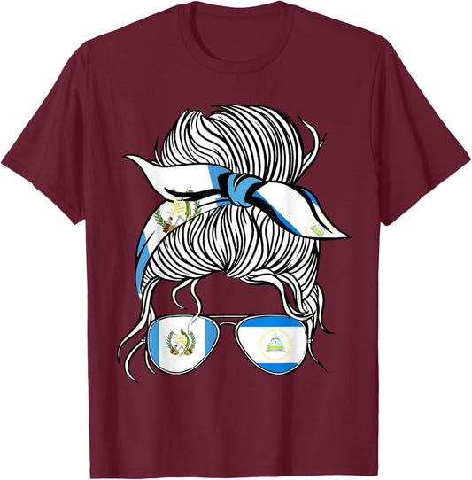 Guatemala Flag Nicaragua Grown Women Girl Country T-Shirt - T-Shirt | Maroon