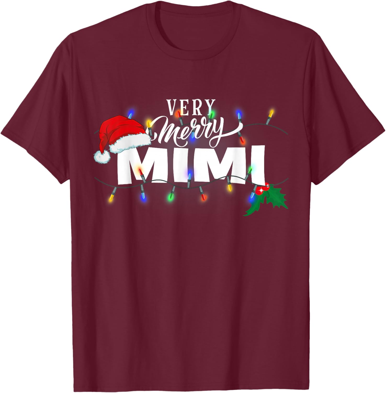 Matching Very Merry Mimi Christmas T-Shirt - T-Shirt | Maroon