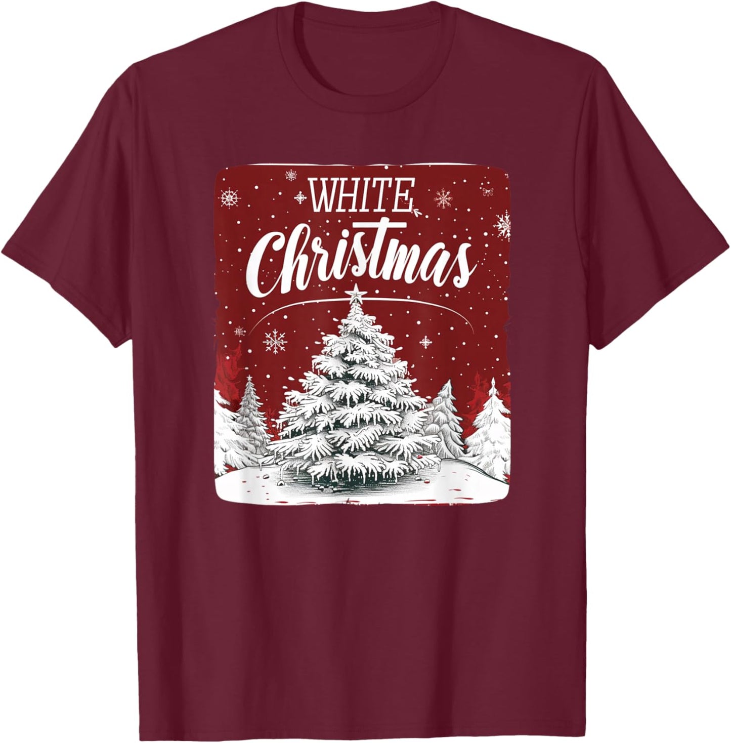 White Christmas with pretty nice Xmas Tree Outfit T-Shirt - T-Shirt | Maroon