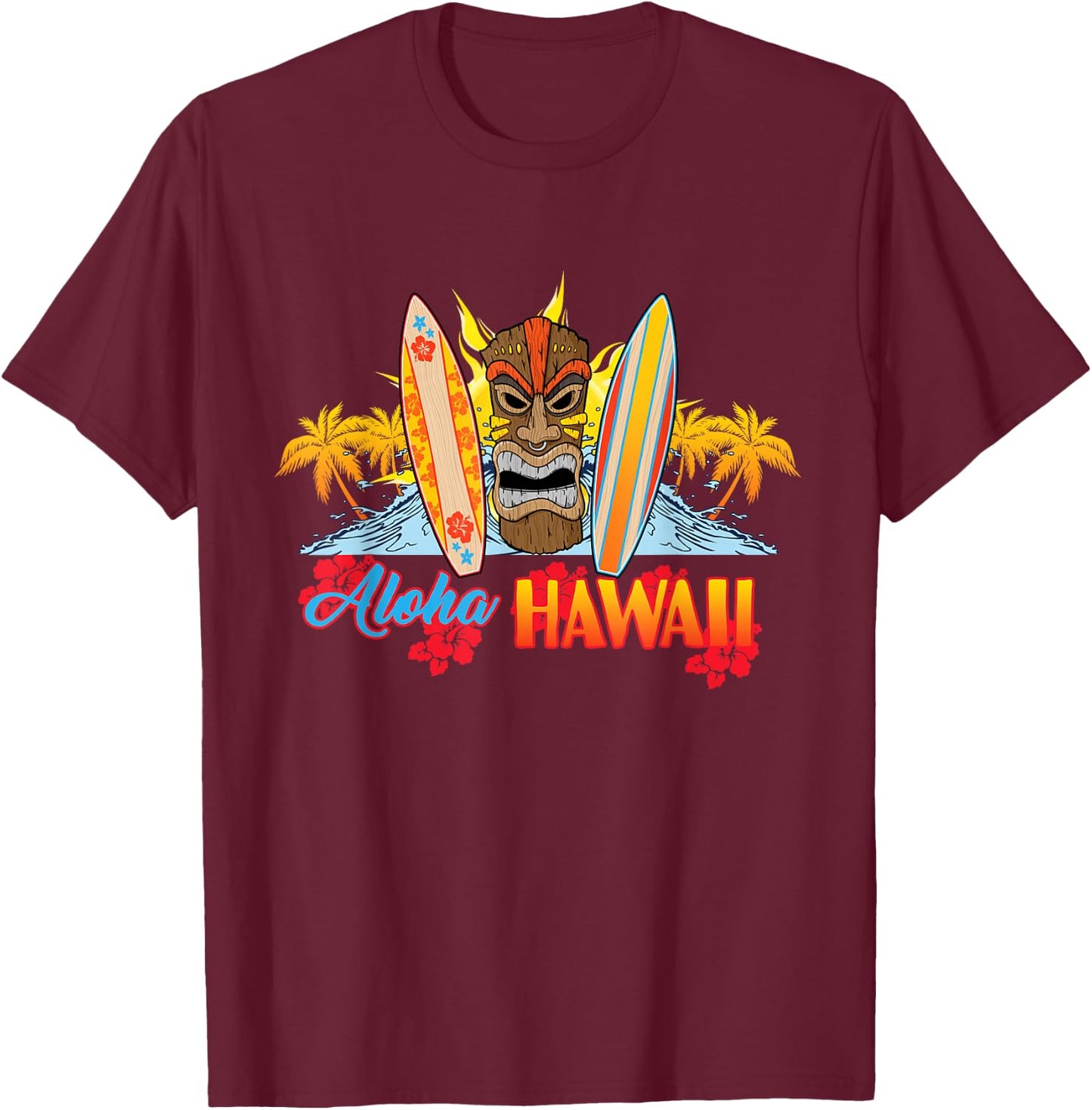 AlOHA Hawaii from the island. Feel the Tiki Spirit T-Shirt - T-Shirt | Maroon