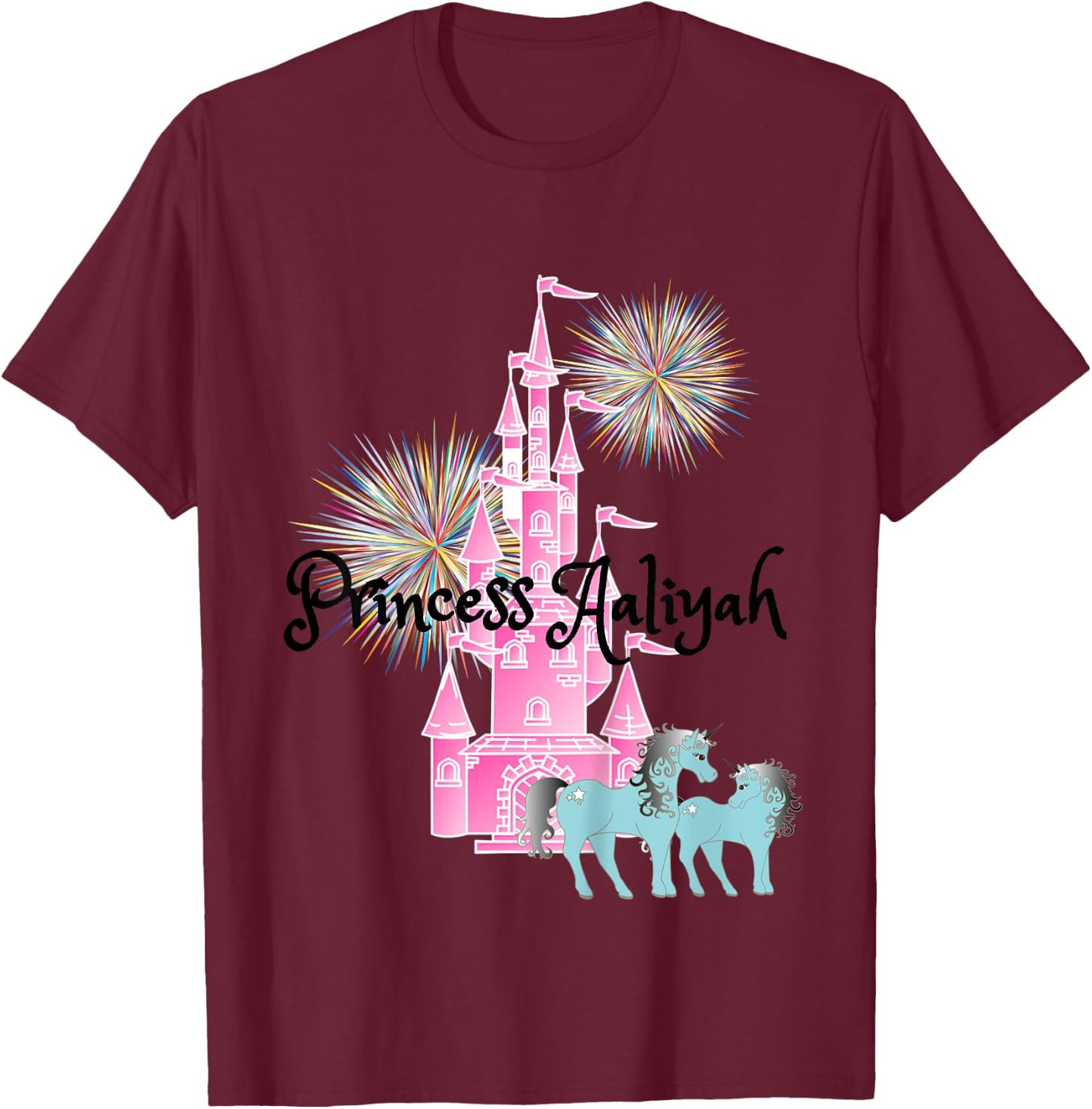 Kids Princess Aaliyah Name Girls Personalized Custom T-Shirt - T-Shirt | Maroon