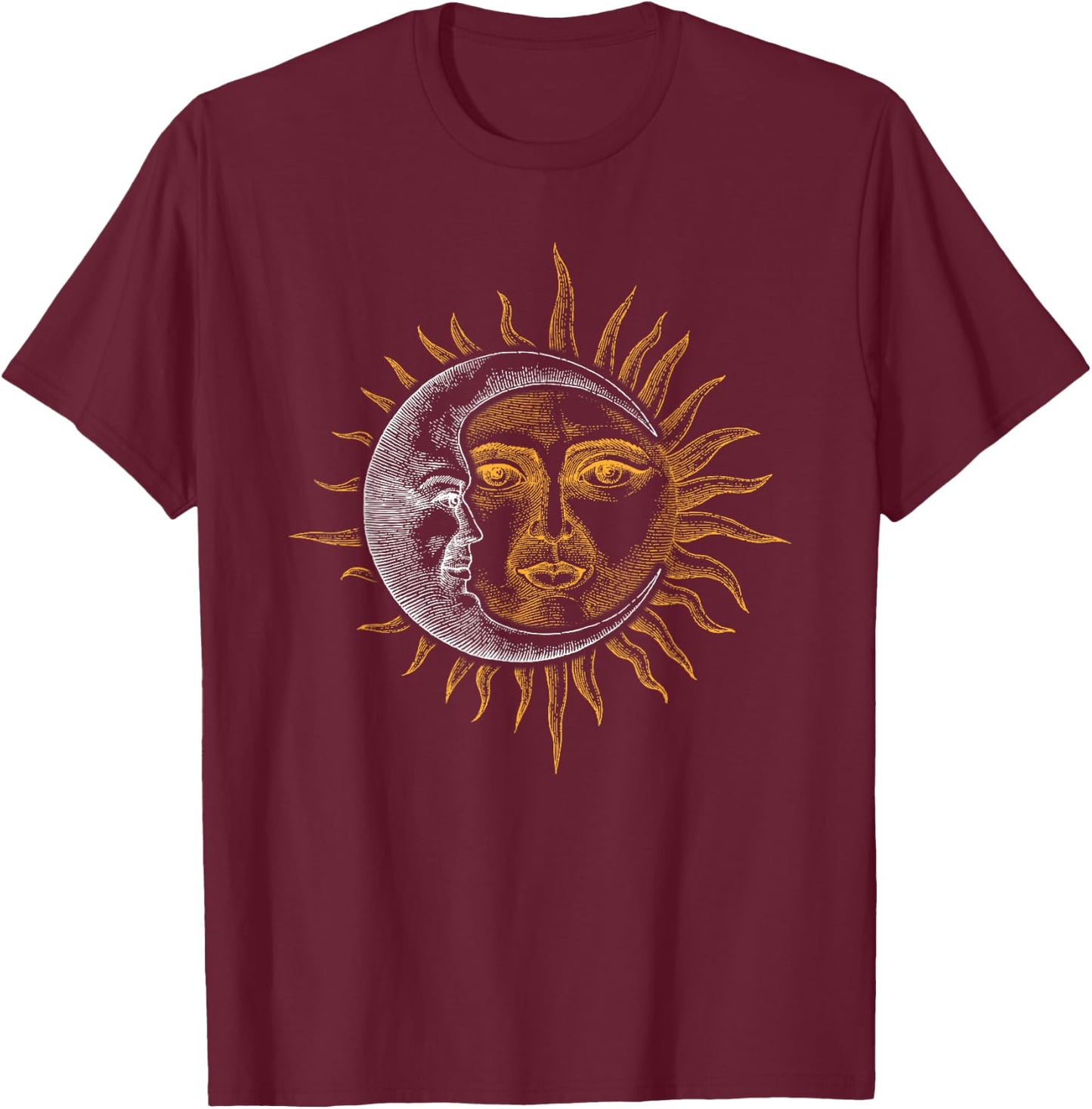 Moon And Sun Astronaut T-Shirt - T-Shirt | Maroon