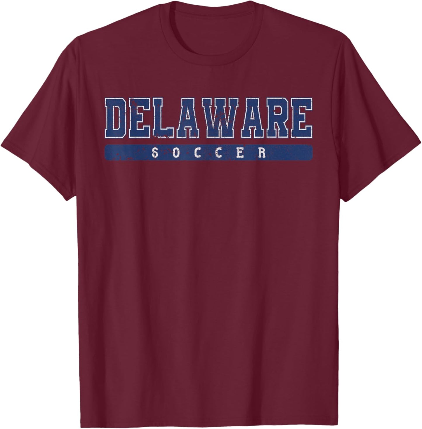 Delaware Soccer Blue Vintage Text T-Shirt - T-Shirt | Maroon