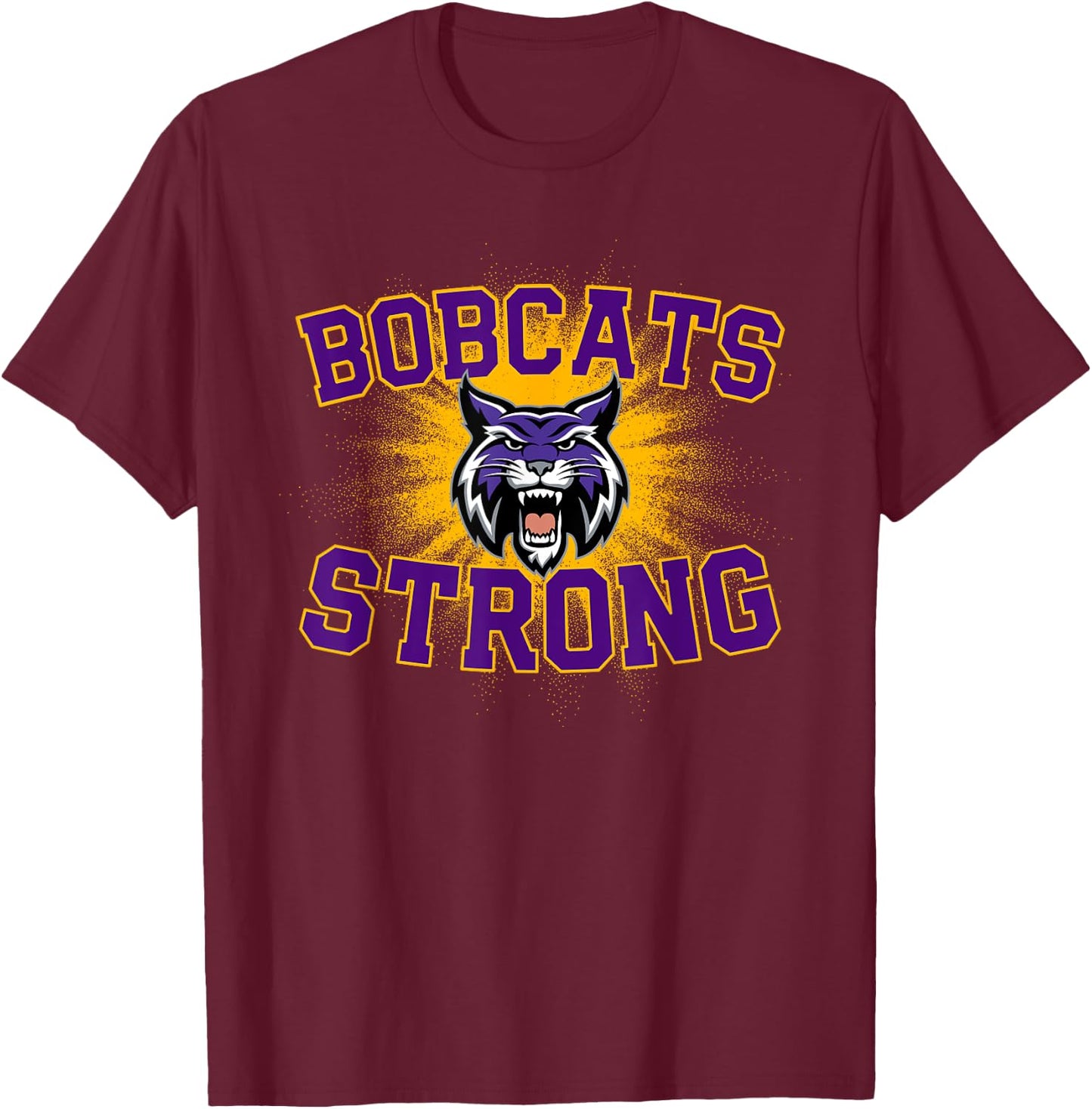 Hallsville Bobcats Logo Strong Flag HS T-Shirt - T-Shirt | Maroon