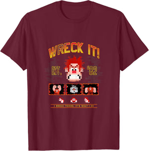 Disney Wreck-It Ralph Wreck It! Est. '82 Vintage Video Game T-Shirt - T-Shirt | Maroon