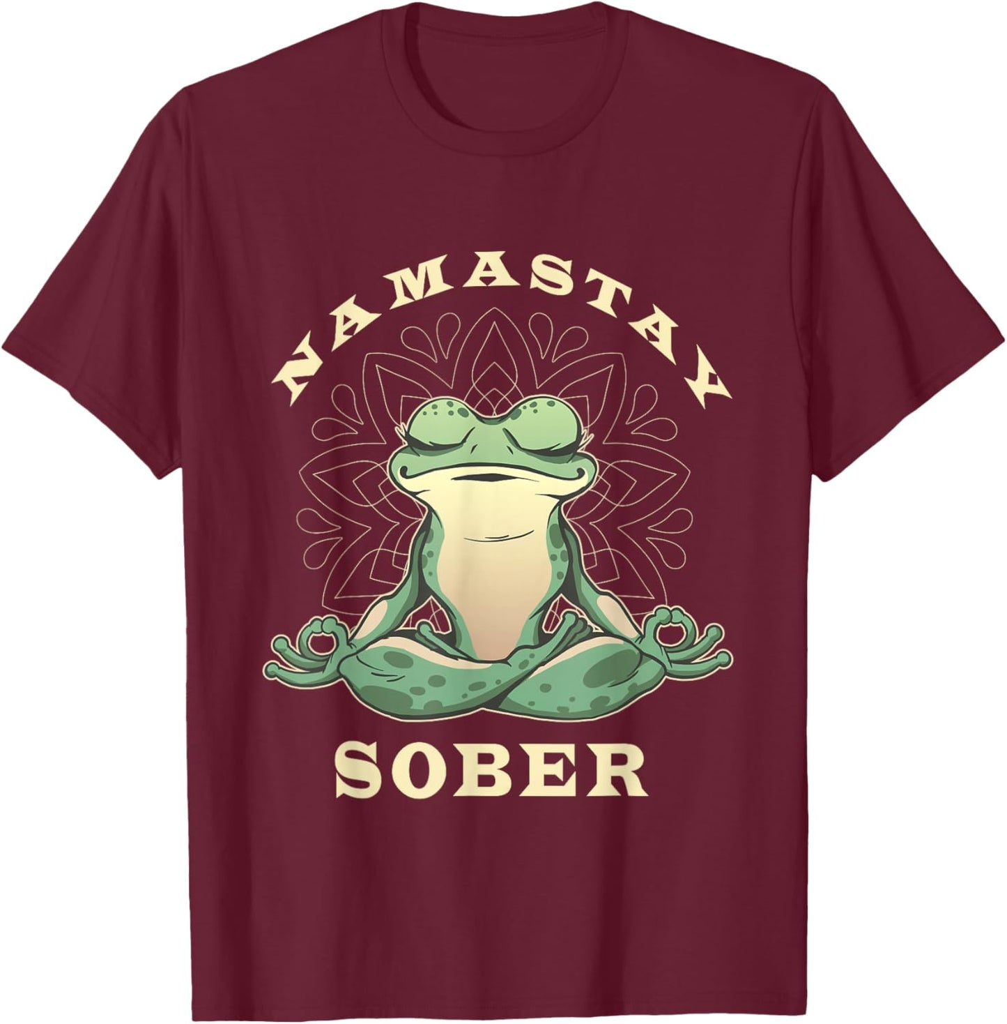 Narcotics Anonymous Frog Namastay Sober Support Sobriety T-Shirt - T-Shirt | Maroon