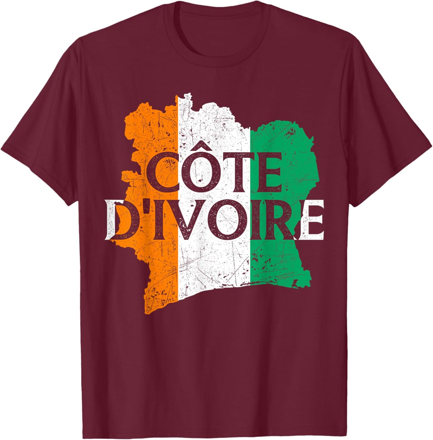 Cote d'Ivoire Country Map Flag Proud Ivorian Patriotic T-Shirt - T-Shirt | Maroon