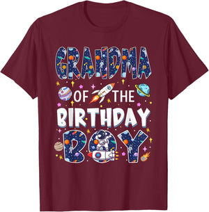 Grandma of The Birthday Boy Astronaut Family Space Planets T-Shirt - T-Shirt | Maroon