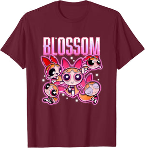 The Powerpuff Girls Blossom Chrome Multi Pose T-Shirt - T-Shirt | Maroon