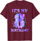 It's My 8th Birthday Girl Ocean 8 Years Old Sea Fish B-day T-Shirt - T-Shirt | Maroon
