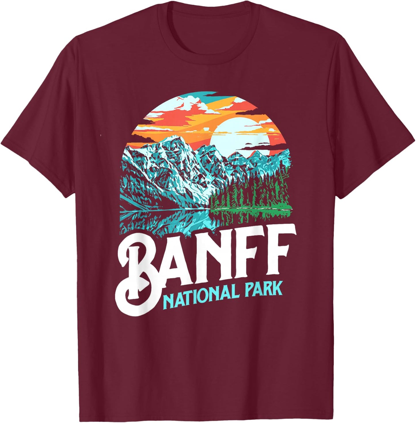 Banff National Park Lake Louise Canada Vintage Graphic T-Shirt - T-Shirt | Maroon