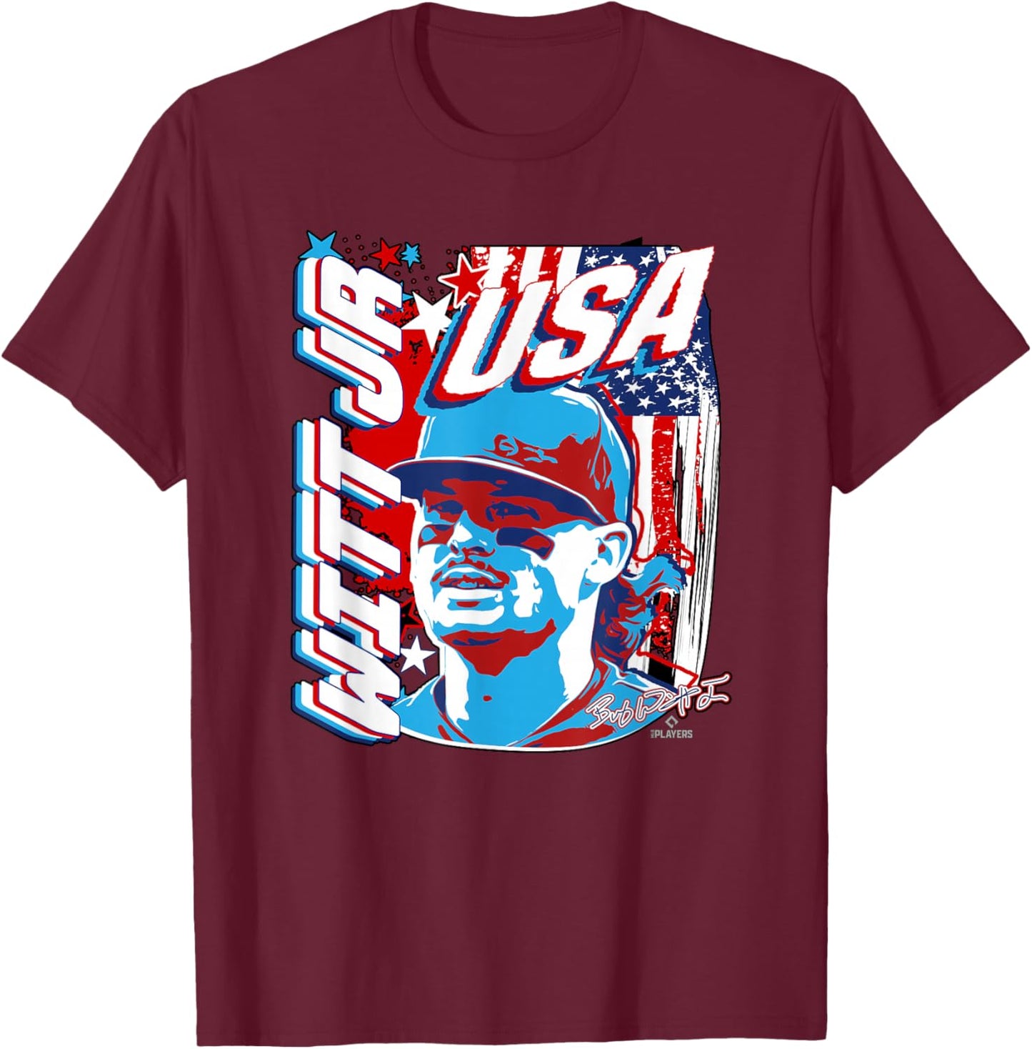 Bobby WITT Jr. International Baseball USA MLBPA T-Shirt - T-Shirt | Maroon