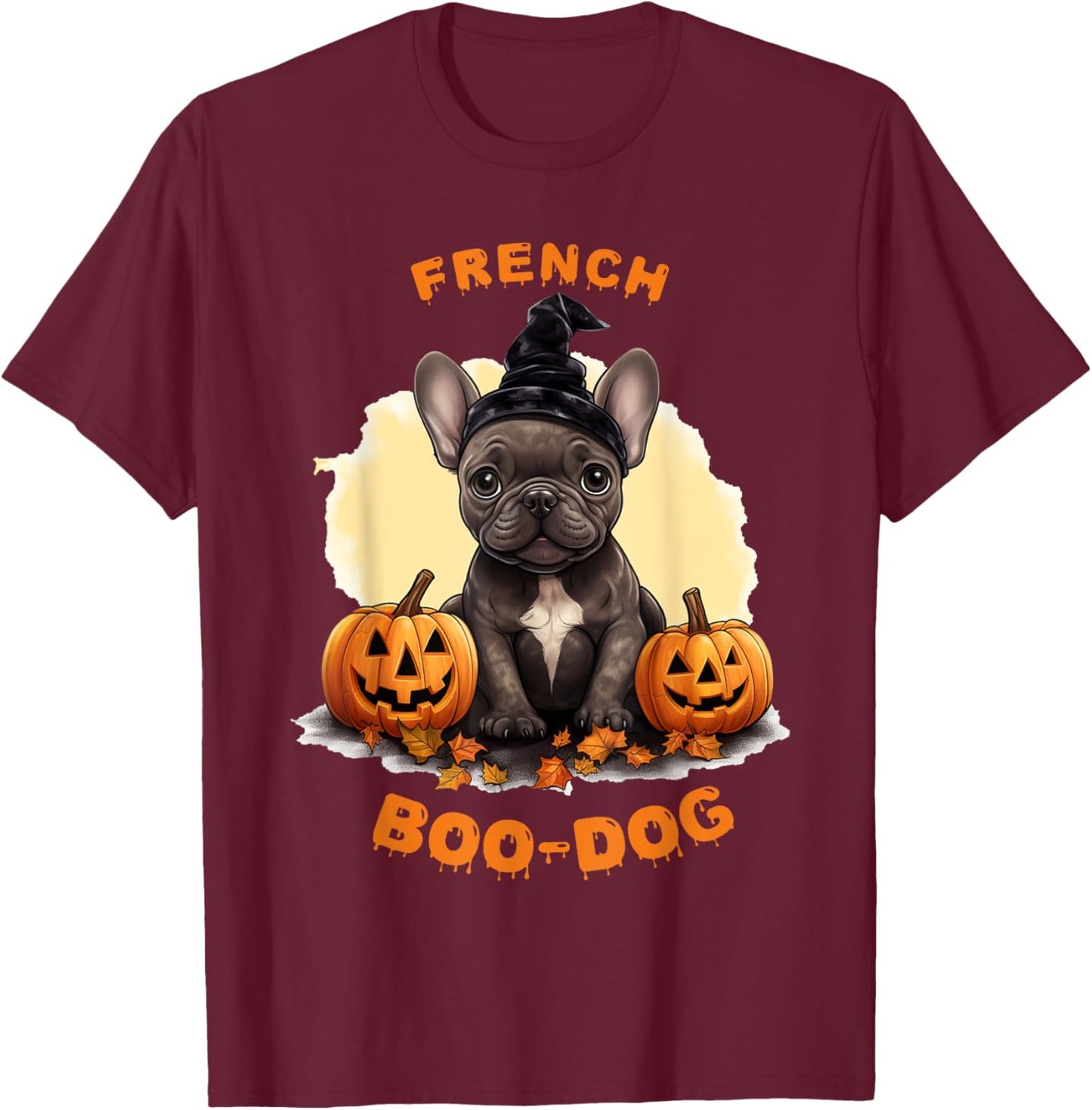 Halloween Frenchie, French Boo-dog, bulldog T-Shirt - T-Shirt | Maroon