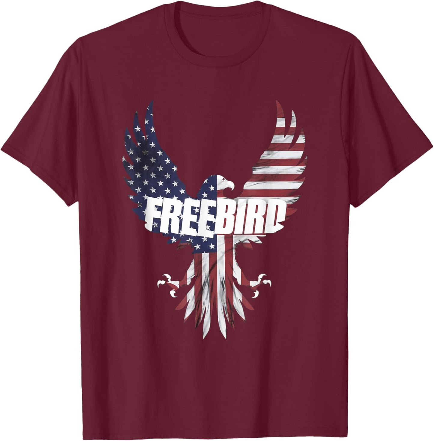 Patriotic Freebird Eagle 4th of July T-Shirt - T-Shirt | Maroon