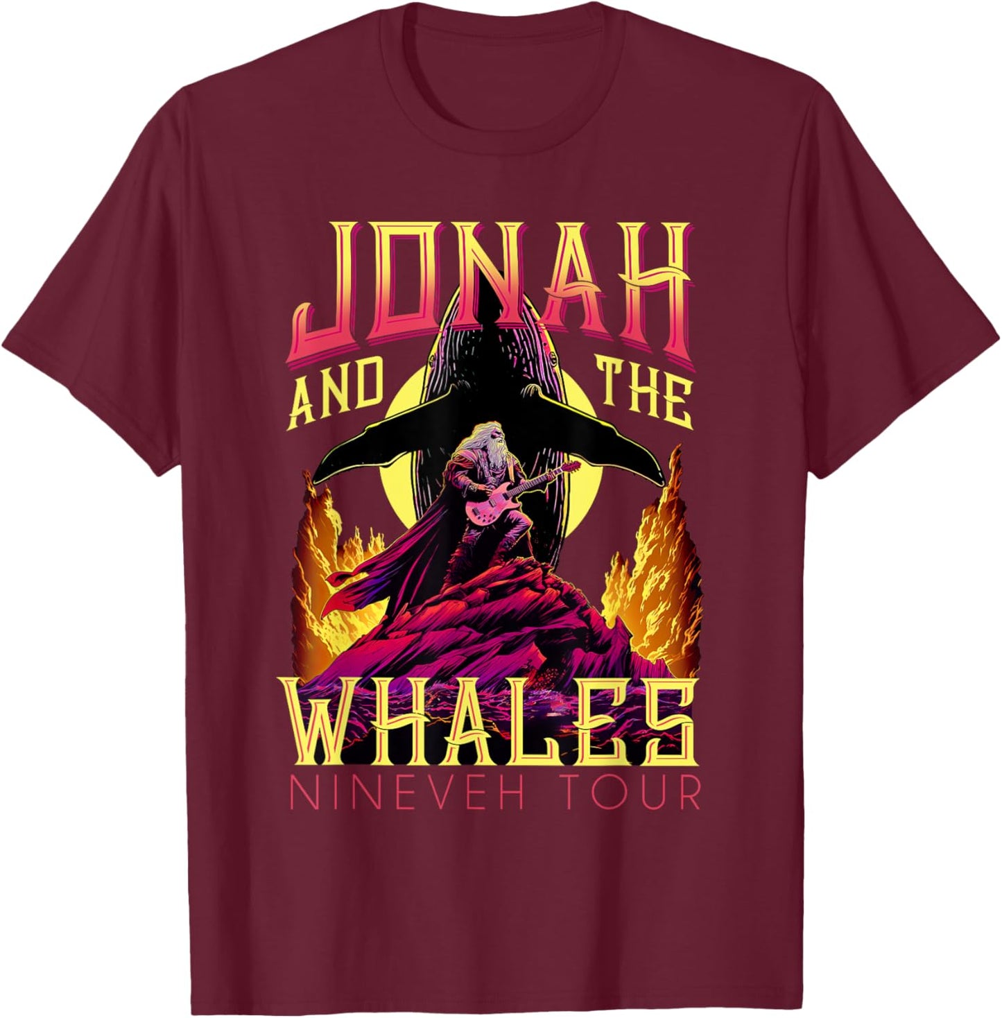 Christian Shirt Jonah and Whales Funny Vintage Rock T-Shirt - T-Shirt | Maroon