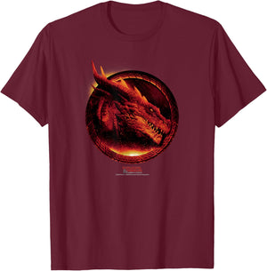 Dungeons & Dragons: Honor Among Thieves Flaming Dragon Logo T-Shirt - T-Shirt | Maroon