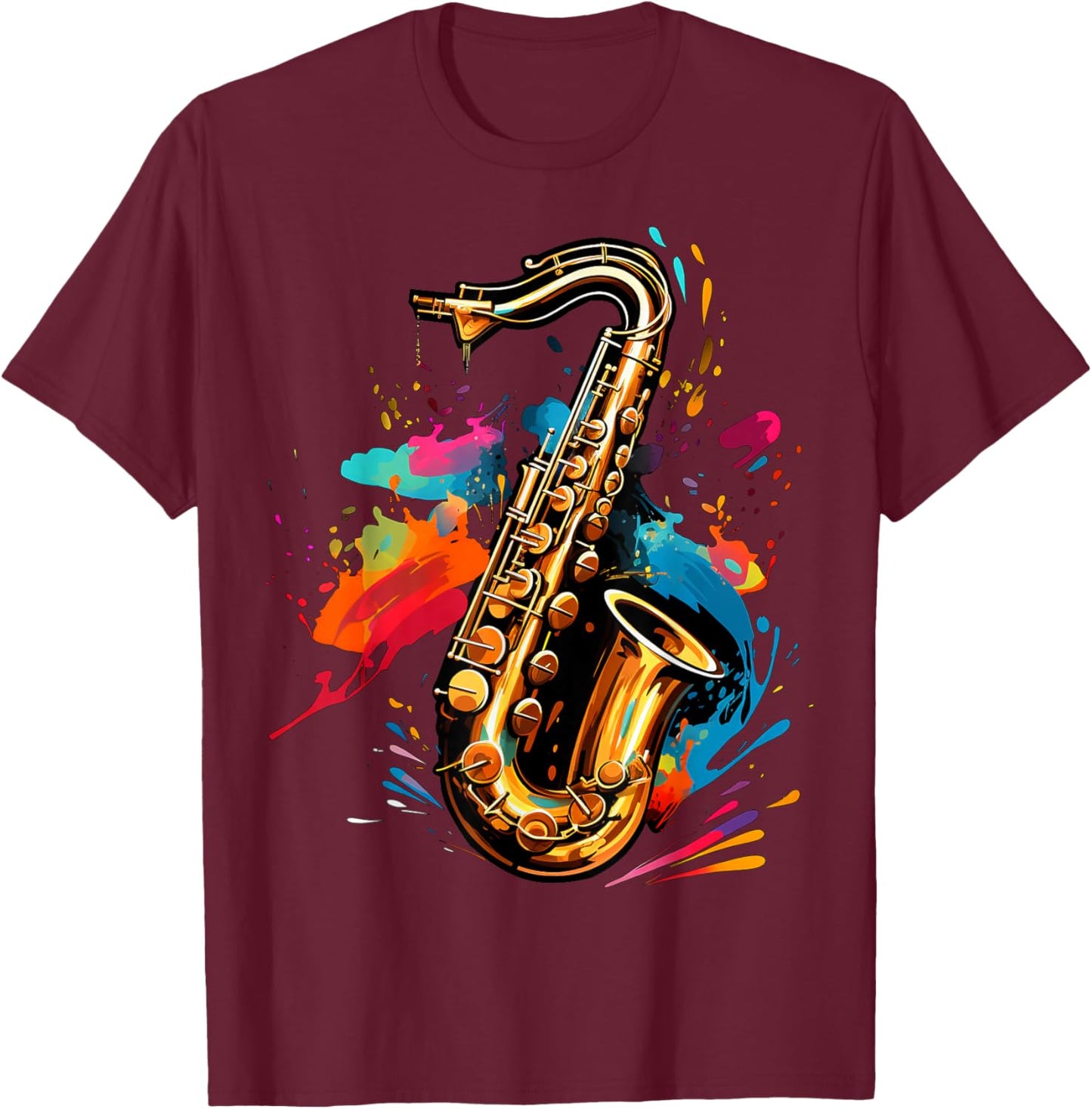 Saxophone lovers , Small, Black T-Shirt - T-Shirt | Maroon