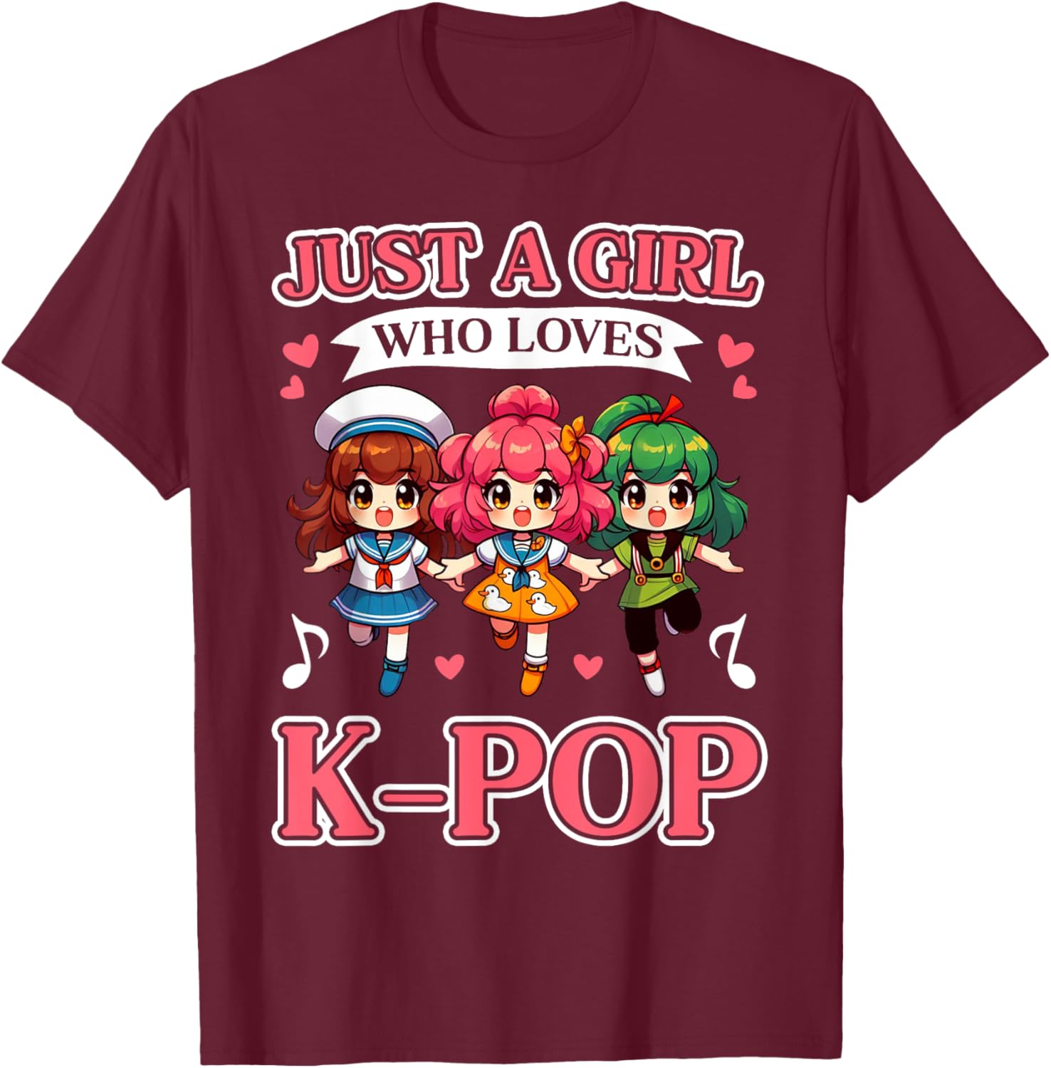 Just A Girl Who Loves K-Pop Fan Korean Music Finger Heart T-Shirt - T-Shirt | Maroon