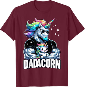 Father's Day Dadacorn Unicorn Dad and Son Daughter, Dadacorn T-Shirt - T-Shirt | Maroon