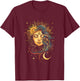Mystic Sun and Moon Woman Mystical Flowers Aesthetic T-Shirt - T-Shirt | Maroon