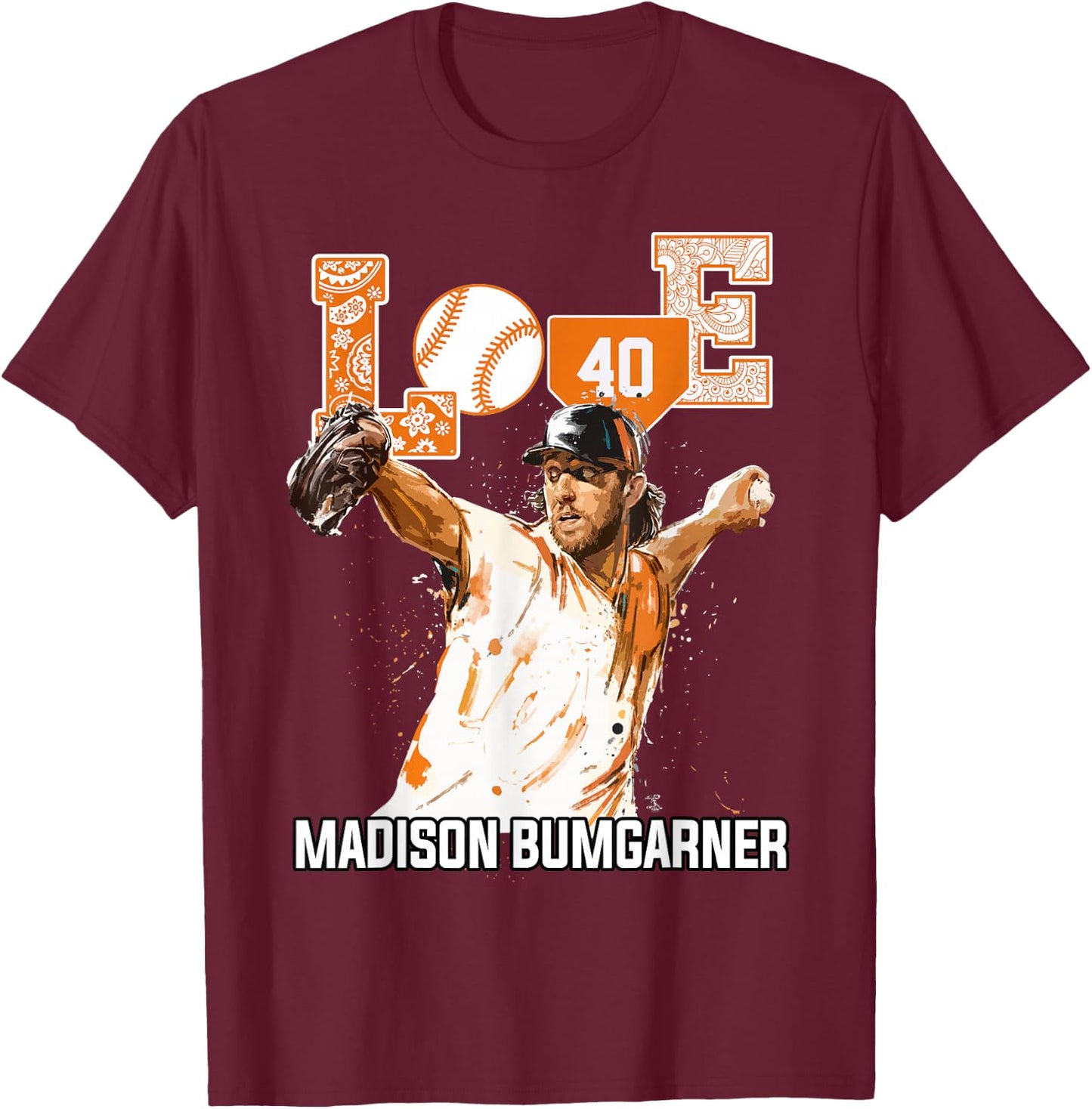 Madison Bumgarner Love Player - Apparel T-Shirt - T-Shirt | Maroon