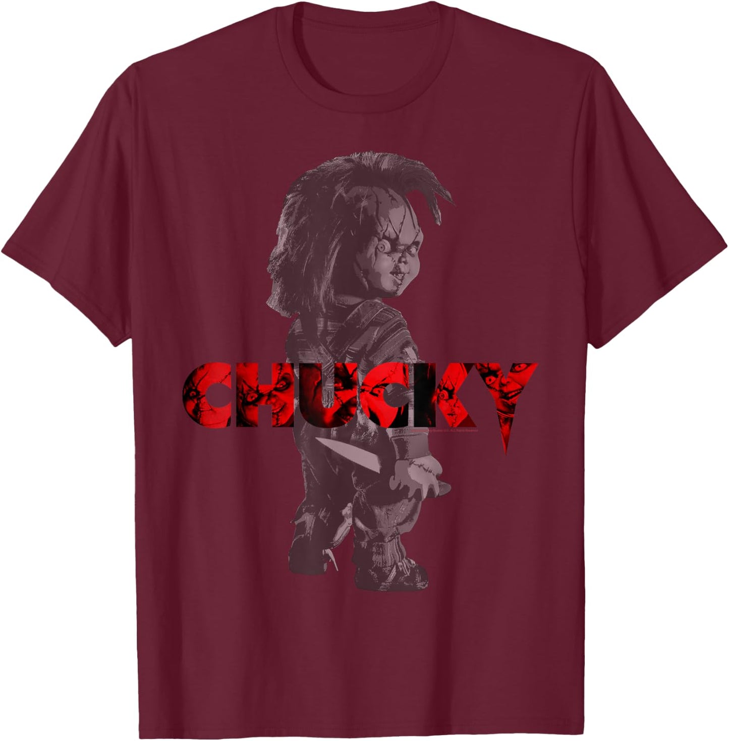 Child's Play Chucky Red Accent Logo Small T-Shirt - T-Shirt | Maroon