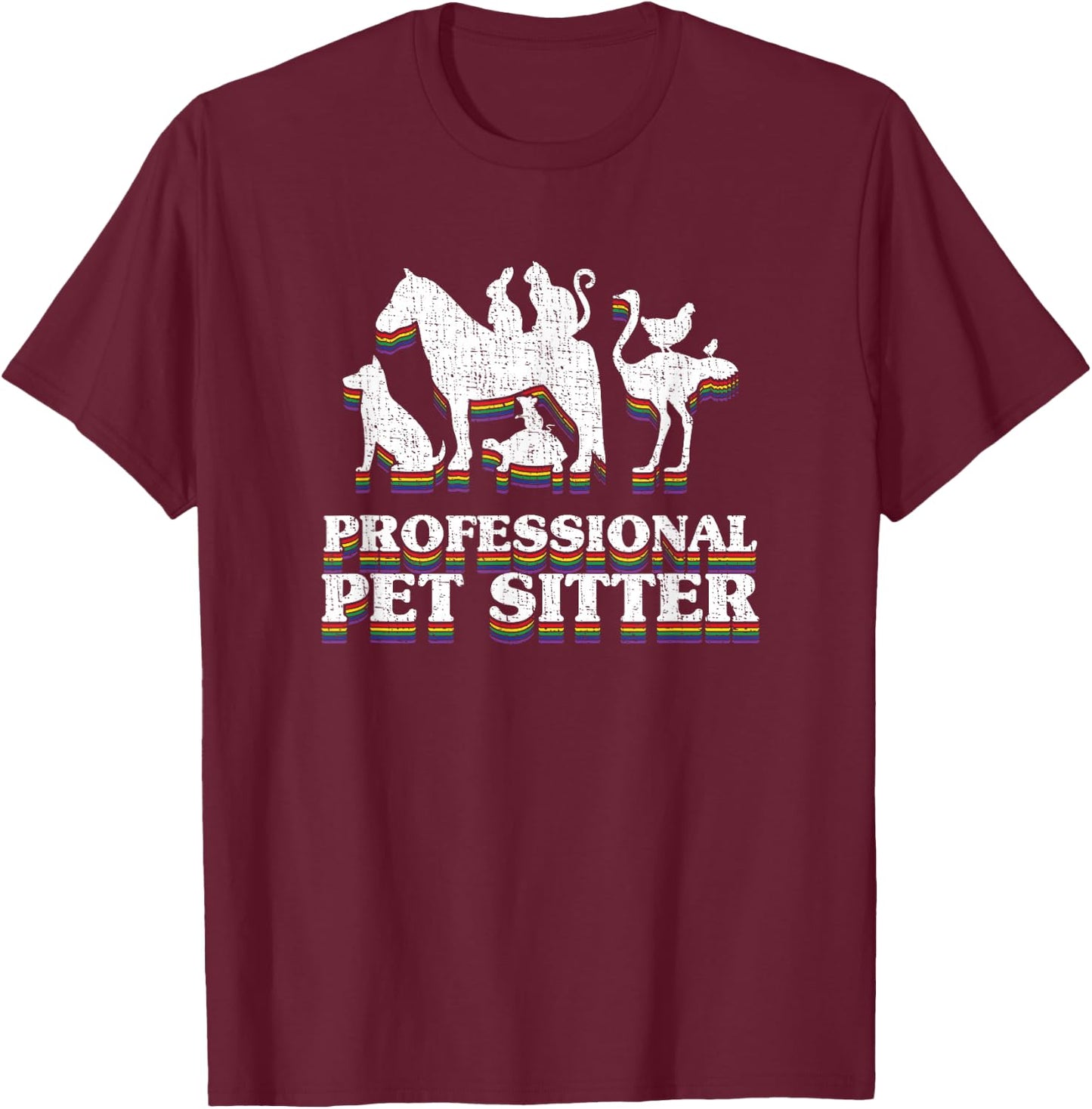 Classic Professional Pet Sitter distressed T-Shirt - T-Shirt | Maroon