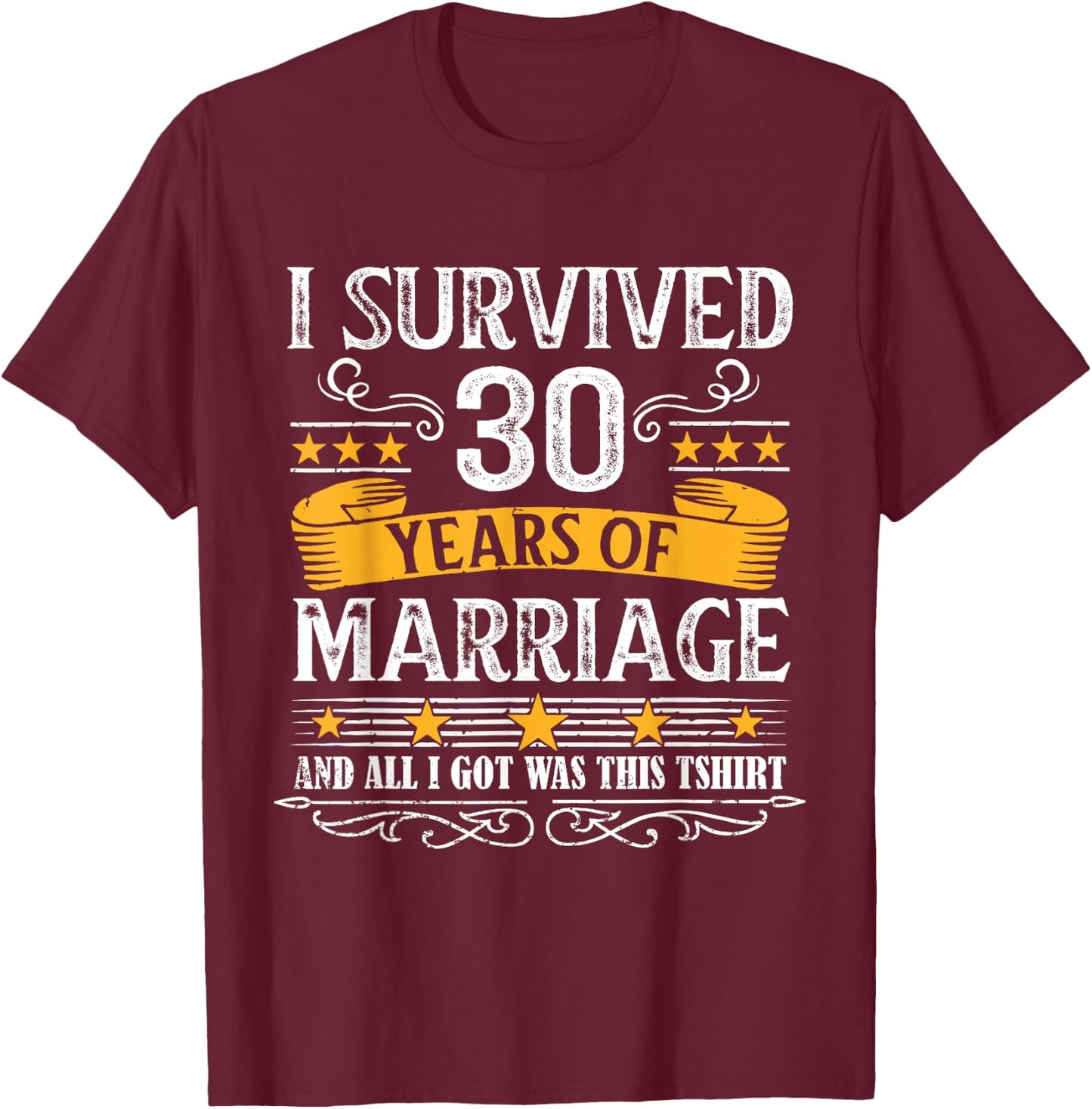 30th Wedding Anniversary Couples Husband Wife 30 Years T-Shirt - T-Shirt | Maroon
