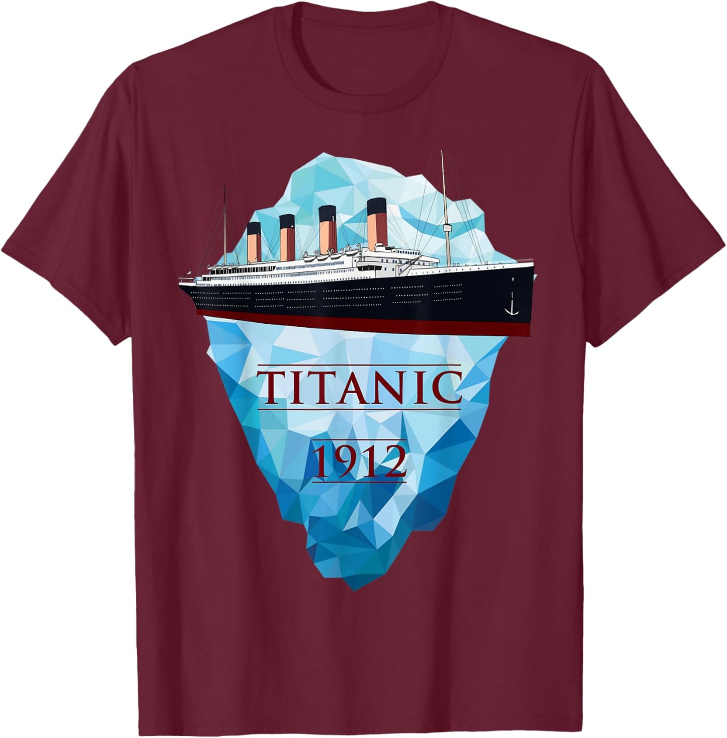 Titanic Shirt Vintage Ocean Cruise Sailing Ship Voyage 1912 T-Shirt - T-Shirt | Maroon