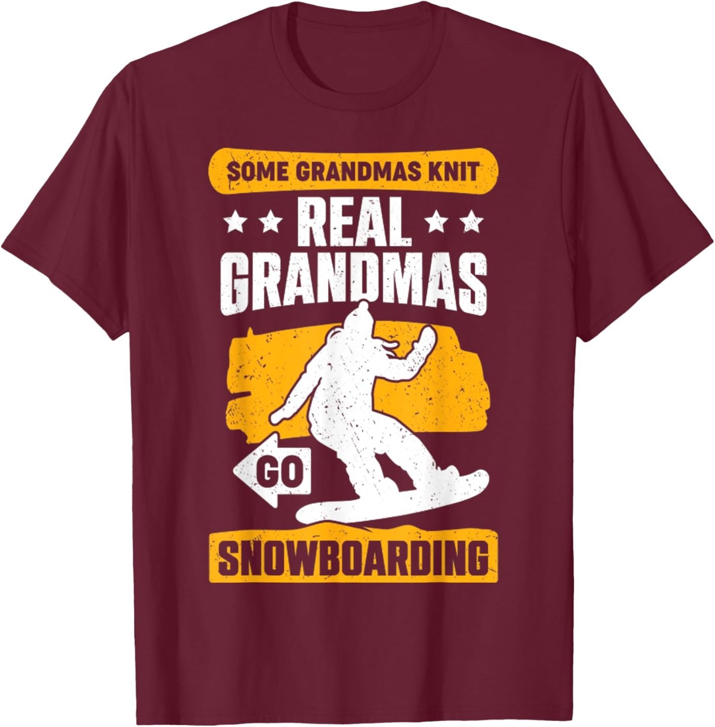Snowboarding Grandma Snowboarder Old Woman Gift Funny T-Shirt - T-Shirt | Maroon