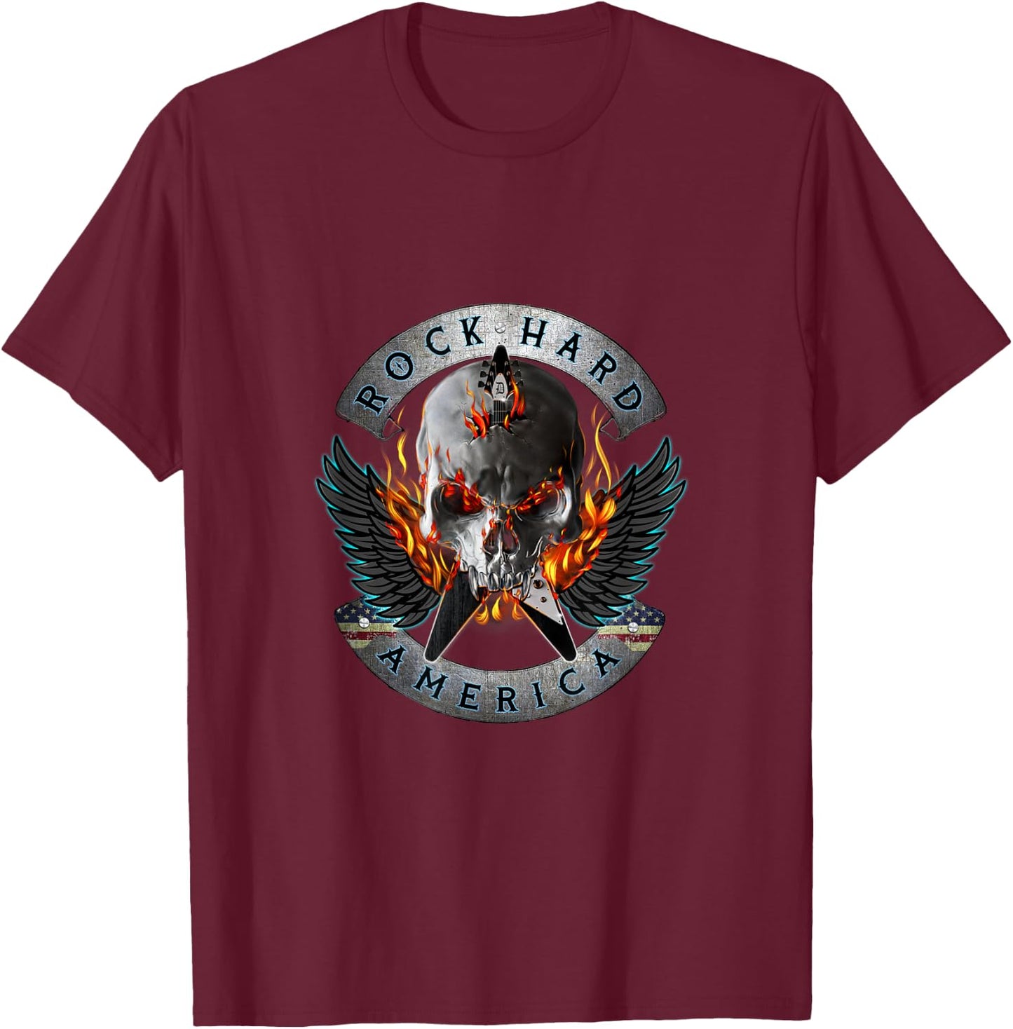 Rock Hard America by K.K. Downing Heavy Metal T-Shirt - T-Shirt | Maroon